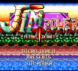 Jim Power in Mutant Planet Title Screen